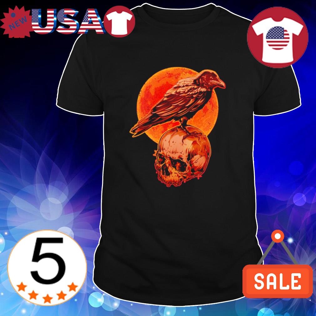 Original halloween Raven Crow Skull and Moon shirt